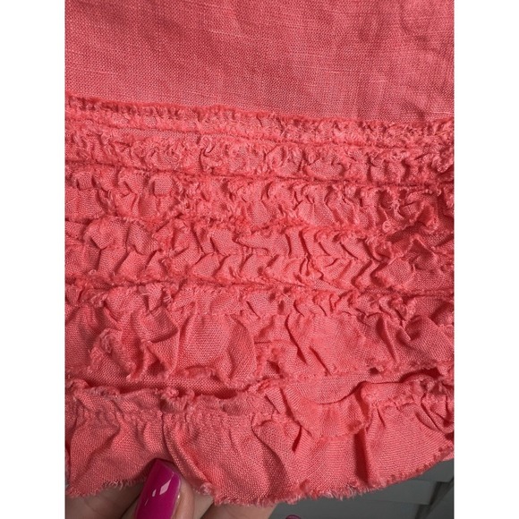 Eileen Fisher Womens 100% Irish Linen A-Line Ruffle Skirt Size PM Coral NWT - Picture 6 of 8
